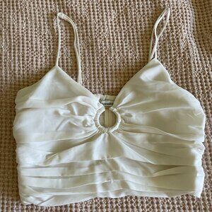 Abercrombie and Fitch White O-Ring Spaghetti Strap Crop Top Size XS